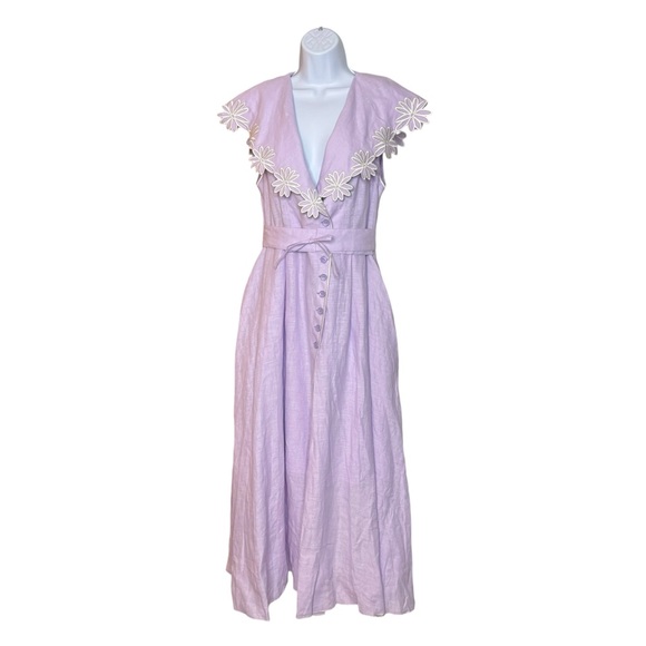 Gul Hurgel | NEW Lilac Casey V-neckline Sleeveless Midi Dress Size L - Picture 4 of 9